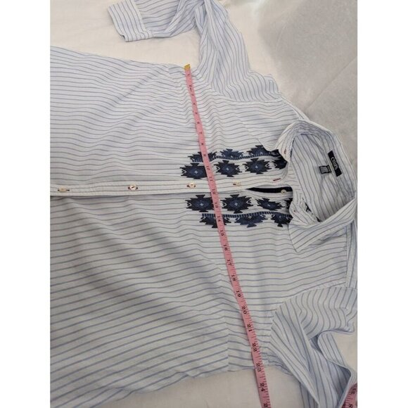 Chaps women's 1X cotton button up shirt stripes with unique cross stitch 019 - Picture 8 of 9